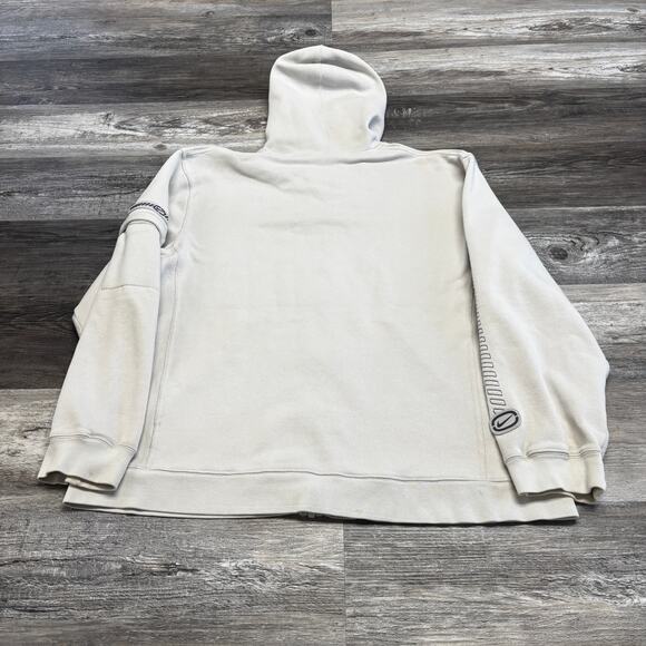 Vintage Y2K Nike White Mens XXL Full Zip Spell Out Swoosh Ribbed Pocket Hoodie - Picture 3 of 11